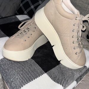 NWOT: Naked Feet Beige Platform Lace-Up Sneakers